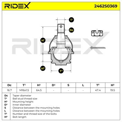 Sworzeń wahacza RIDEX 2462S0369 2462S0369 - foto 5