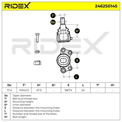 Sworzeń wahacza RIDEX 2462S0145 2462S0145 - foto 4