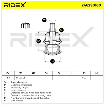 Sworzeń wahacza RIDEX 2462S0180 2462S0180 - foto 6