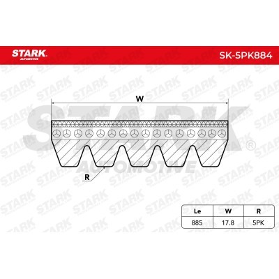 Pasek Klinowy Wielorowkowy Stark SK-5PK884 SK-5PK884 - foto 2