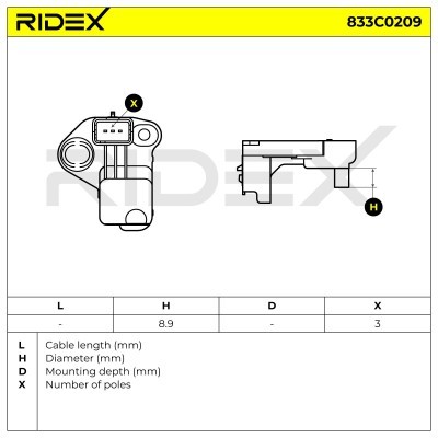 Czujnik Obrotów Wału RIDEX 833C0209 833C0209 - foto 6