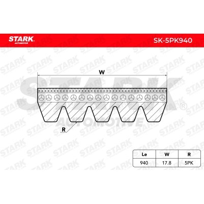 Pasek Klinowy Wielorowkowy Stark SK-5PK940 SK-5PK940 - foto 6