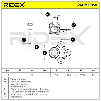 Sworzeń wahacza RIDEX 2462S0058 2462S0058 - foto 6