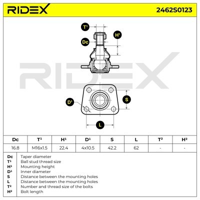 Sworzeń wahacza RIDEX 2462S0123 2462S0123 - foto 6