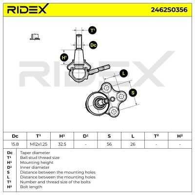 Sworzeń wahacza RIDEX 2462S0356 2462S0356 - foto 5