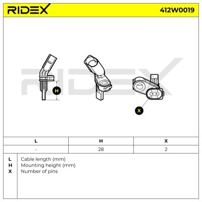 Czujnik ABS RIDEX 412W0019 412W0019 - foto 6