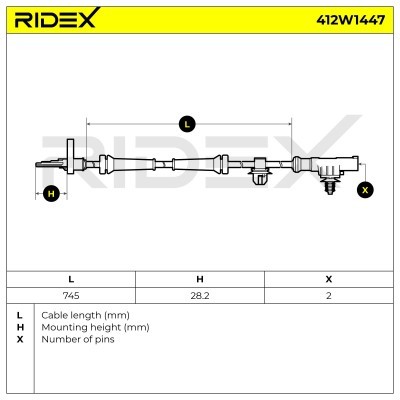 Czujnik ABS RIDEX 412W1447 412W1447 - foto 6
