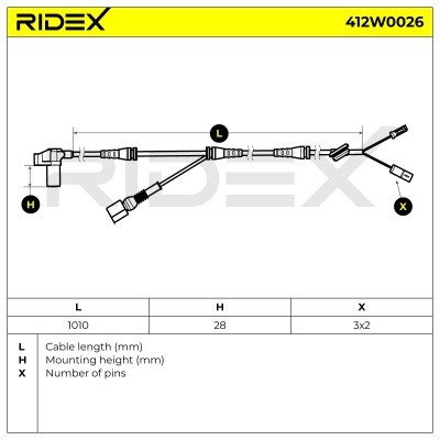 Czujnik ABS RIDEX 412W0026 412W0026 - foto 3