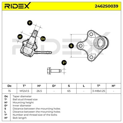 Sworzeń wahacza RIDEX 2462S0039 2462S0039 - foto 3