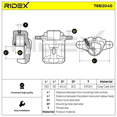 Zacisk Hamulcowy RIDEX 78B2040 78B2040 - foto 2