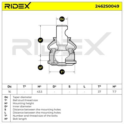 Sworzeń wahacza RIDEX 2462S0049 2462S0049 - foto 6