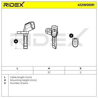 Czujnik ABS RIDEX 412W0091 412W0091 - foto 3