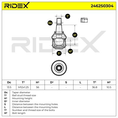 Sworzeń wahacza RIDEX 2462S0304 2462S0304 - foto 5