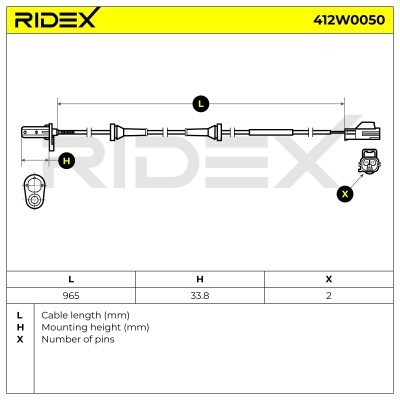 Czujnik ABS RIDEX 412W0050 412W0050 - foto 5