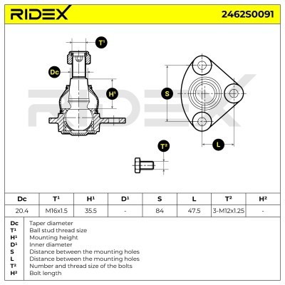 Sworzeń wahacza RIDEX 2462S0091 2462S0091 - foto 6