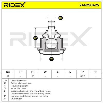 Sworzeń wahacza RIDEX 2462S0425 2462S0425 - foto 5