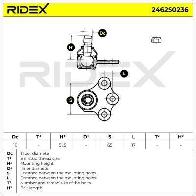 Sworzeń wahacza RIDEX 2462S0236 2462S0236 - foto 5