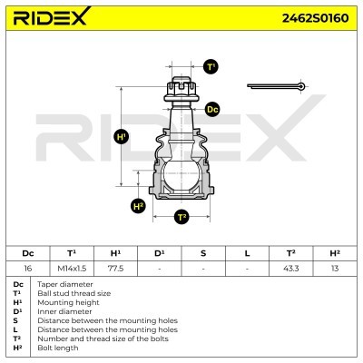 Sworzeń wahacza RIDEX 2462S0160 2462S0160 - foto 7