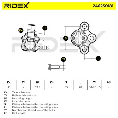 Sworzeń wahacza RIDEX 2462S0181 2462S0181 - foto 3