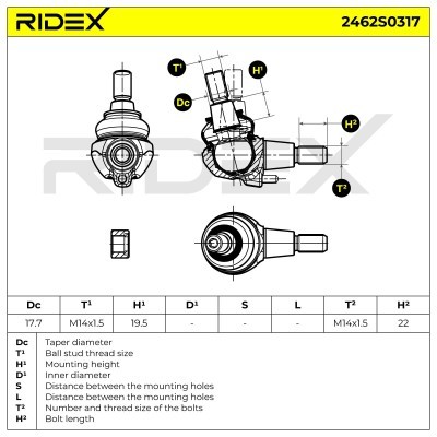 Sworzeń wahacza RIDEX 2462S0317 2462S0317 - foto 7