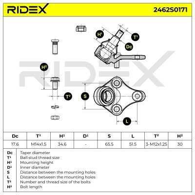 Sworzeń wahacza RIDEX 2462S0171 2462S0171 - foto 4