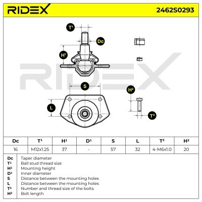Sworzeń wahacza RIDEX 2462S0293 2462S0293 - foto 9