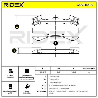 Klocki hamulcowe RIDEX 402B1216 402B1216 - foto 7