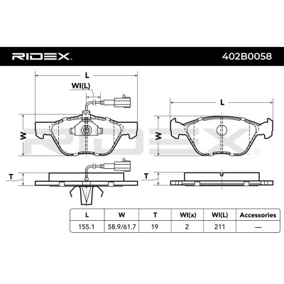 Klocki hamulcowe RIDEX 402B0058 402B0058 - foto 3