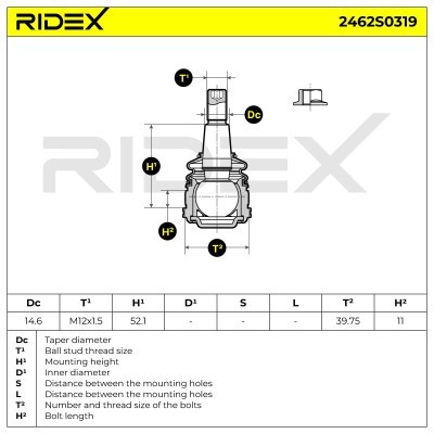 Sworzeń wahacza RIDEX 2462S0319 2462S0319 - foto 8