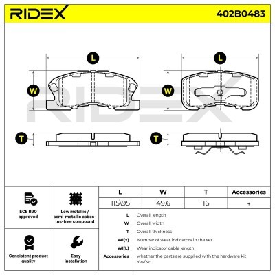 Klocki hamulcowe RIDEX 402B0483 402B0483 - foto 9