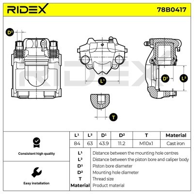 Zacisk Hamulcowy RIDEX 78B0417 78B0417 - foto 2