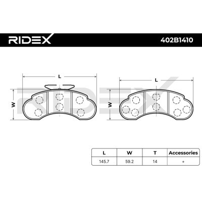 Klocki hamulcowe RIDEX 402B1410 402B1410 - foto 6