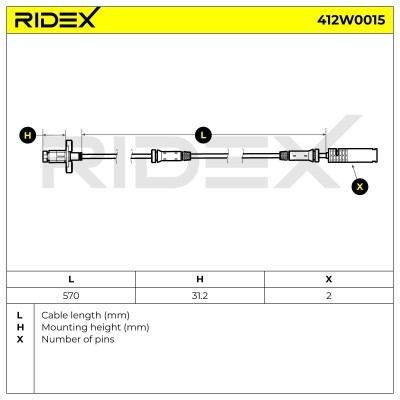 Czujnik ABS RIDEX 412W0015 412W0015 - foto 6