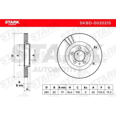 Tarcza hamulcowa Stark SKBD-0020215 SKBD-0020215 - foto 5