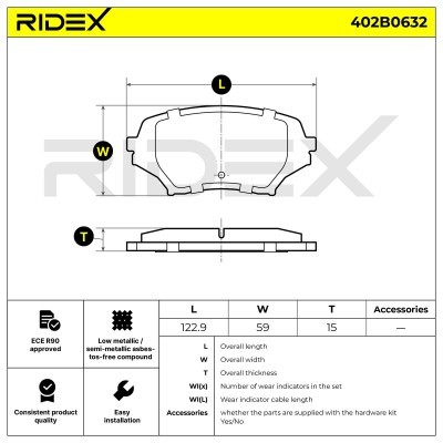 Klocki hamulcowe RIDEX 402B0632 402B0632 - foto 9