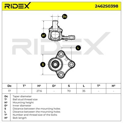 Sworzeń wahacza RIDEX 2462S0398 2462S0398 - foto 5