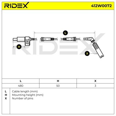 Czujnik ABS RIDEX 412W0072 412W0072 - foto 3