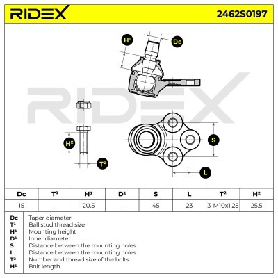 Sworzeń wahacza RIDEX 2462S0197 2462S0197 - foto 5
