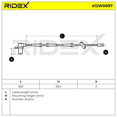 Czujnik ABS RIDEX 412W0097 412W0097 - foto 4