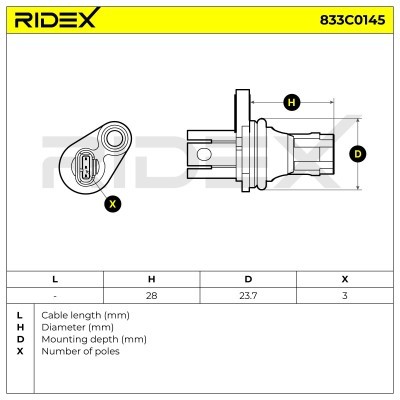 Czujnik Obrotów Wału RIDEX 833C0145 833C0145 - foto 5