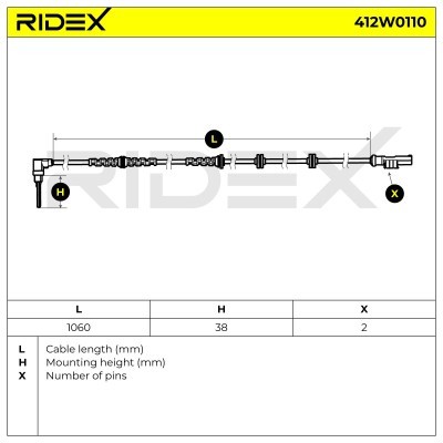 Czujnik ABS RIDEX 412W0110 412W0110 - foto 3