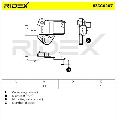 Czujnik Obrotów Wału RIDEX 833C0207 833C0207 - foto 5