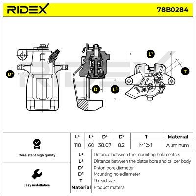 Zacisk Hamulcowy RIDEX 78B0284 78B0284 - foto 3