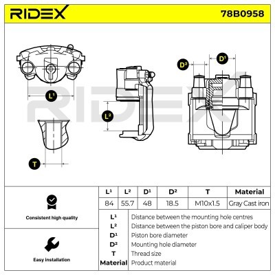 Zacisk Hamulcowy RIDEX 78B0958 78B0958 - foto 7