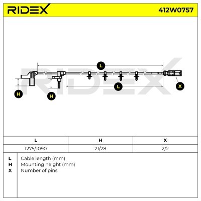 Czujnik ABS RIDEX 412W0757 412W0757 - foto 8