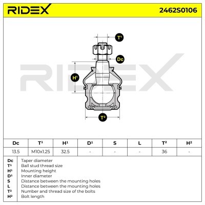 Sworzeń wahacza RIDEX 2462S0106 2462S0106 - foto 5