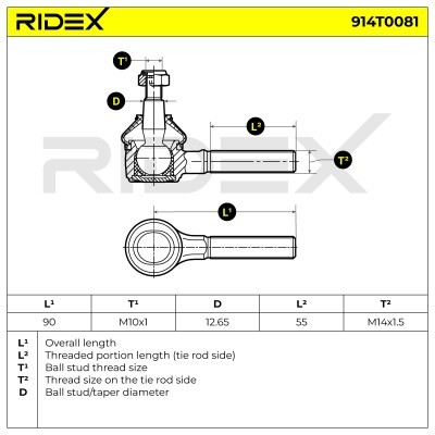 Końcówka drążka kierowniczego RIDEX 914T0081 914T0081 - foto 6