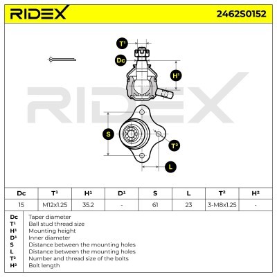 Sworzeń wahacza RIDEX 2462S0152 2462S0152 - foto 5