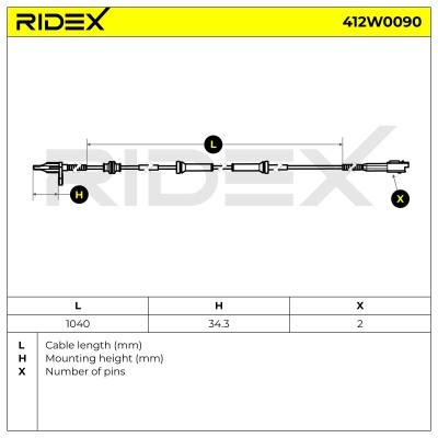 Czujnik ABS RIDEX 412W0090 412W0090 - foto 6