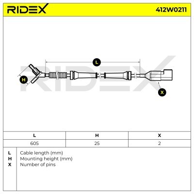 Czujnik ABS RIDEX 412W0211 412W0211 - foto 6